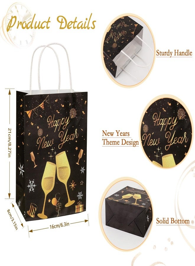 Konsait 16 Pack New Year Gift Bags, Black and Gold Happy New Years Eve Gift Bags with Handle, 2026 New Years Party Supplies - Image 2